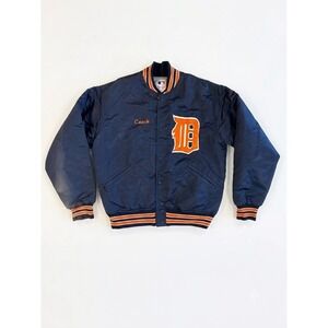 Felco Jacket Adult Blue Sz M Detroit Tigers Coach Embroid 80s USA Button-Up VTG